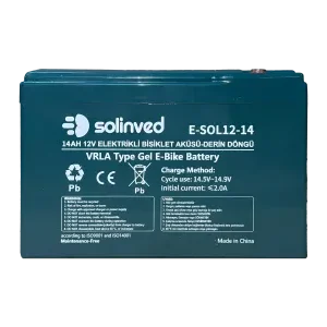 solinved 12v 14ah vrla tipi elektrikli bisiklet aküsü